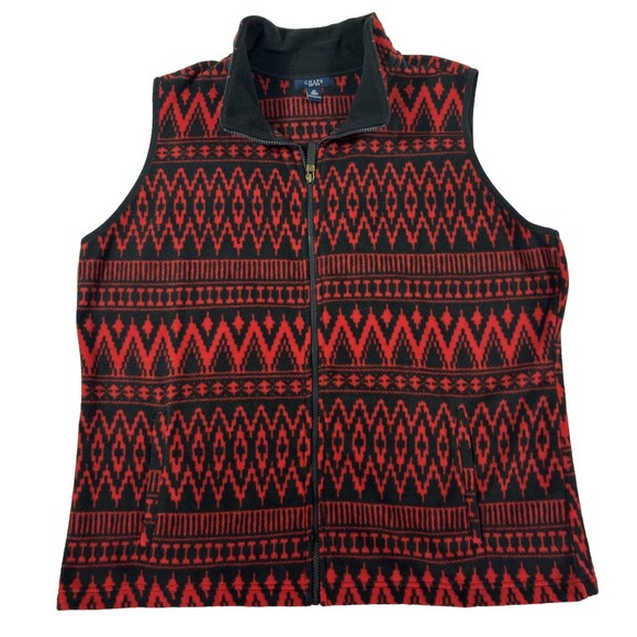 Chaps Ralph Lauren Southwest Aztec Fleece Sweater Vest Women’s 2XL XXL Red Black - Picture 2 of 7